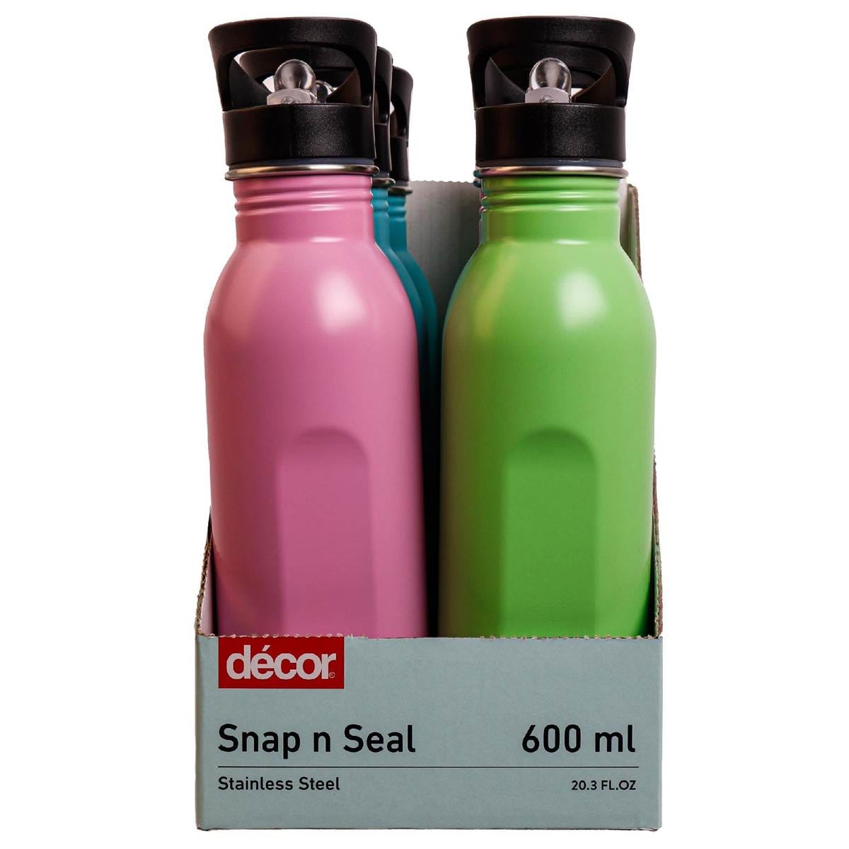 Decor Snap N Seal Stainless Steel Drink Bottle Assorted Each Woolworths