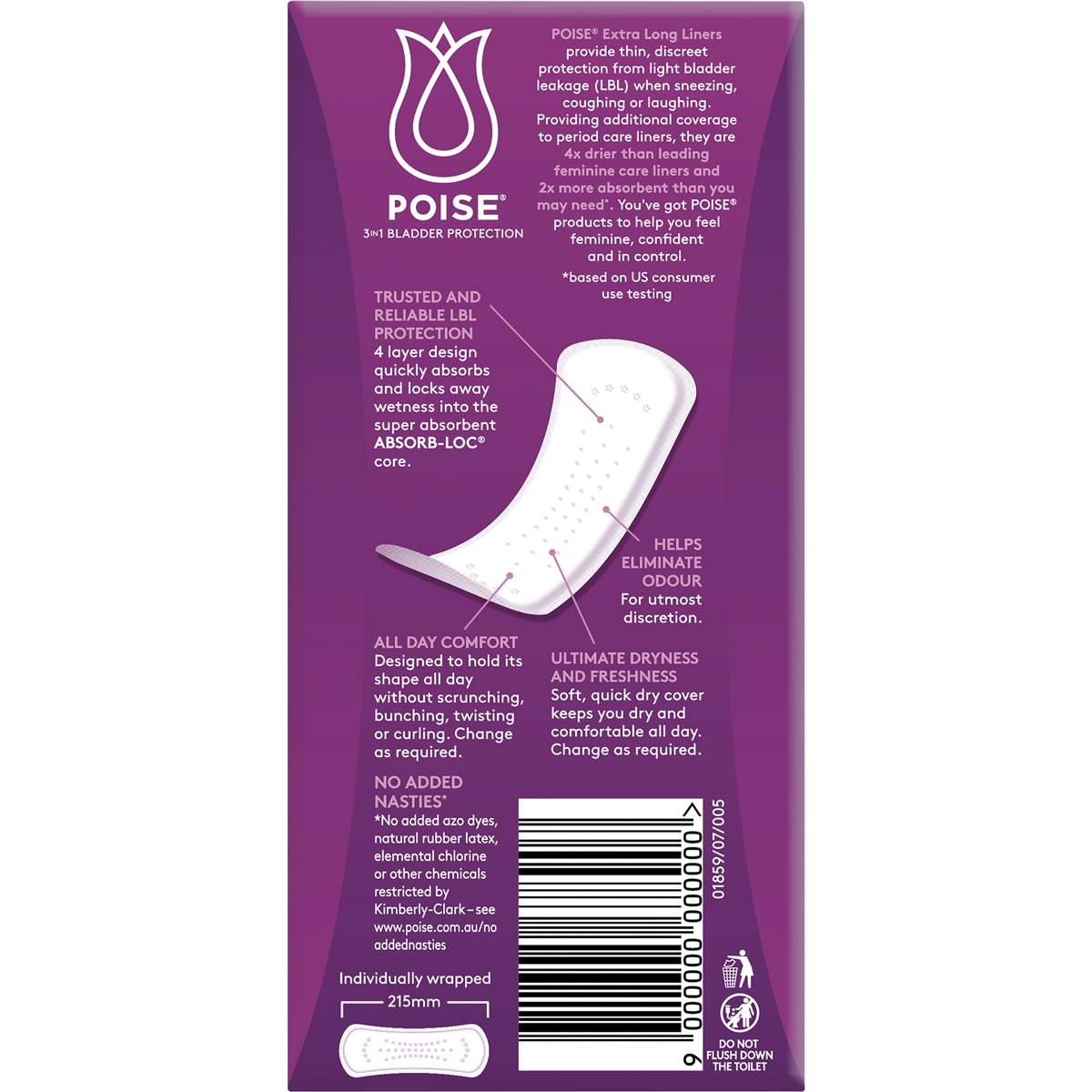 Poise Liners For Bladder Leaks Extra Long 22 Pack Woolworths