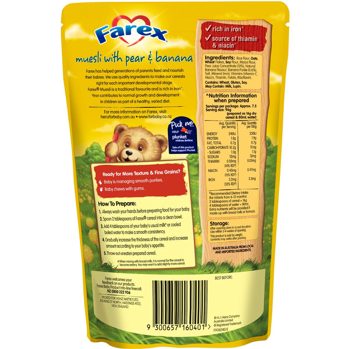 Farex Baby Food 6 Months Fruity Muesli 125g Woolworths