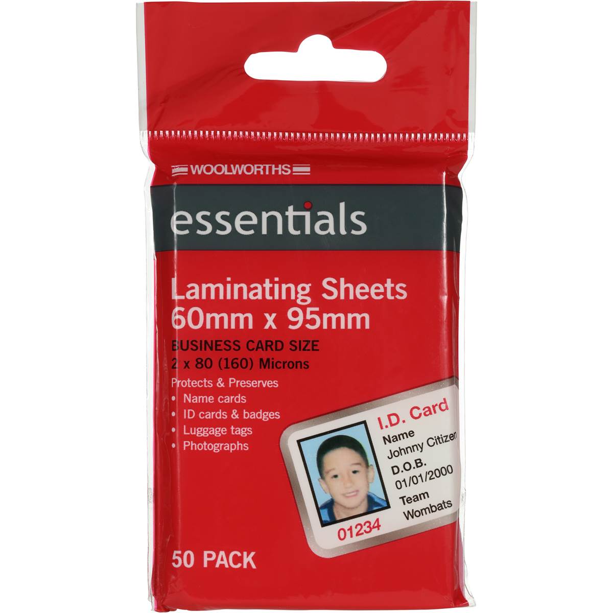 Essentials Laminate Sheets Business Card Each Woolworths