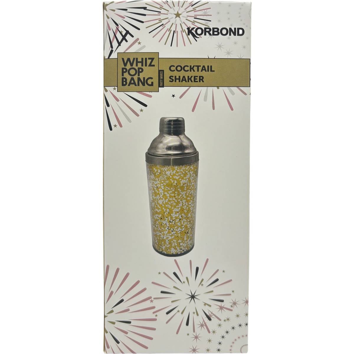 Whiz Pop Bang Cocktail Shaker With Confetti Gold Each Woolworths