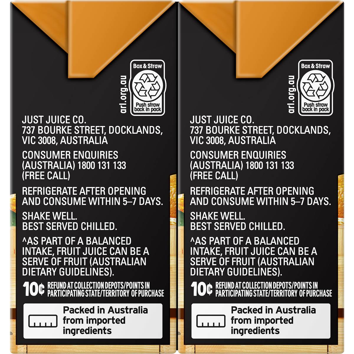 Just Juice Orange Juice 6x200ml Woolworths