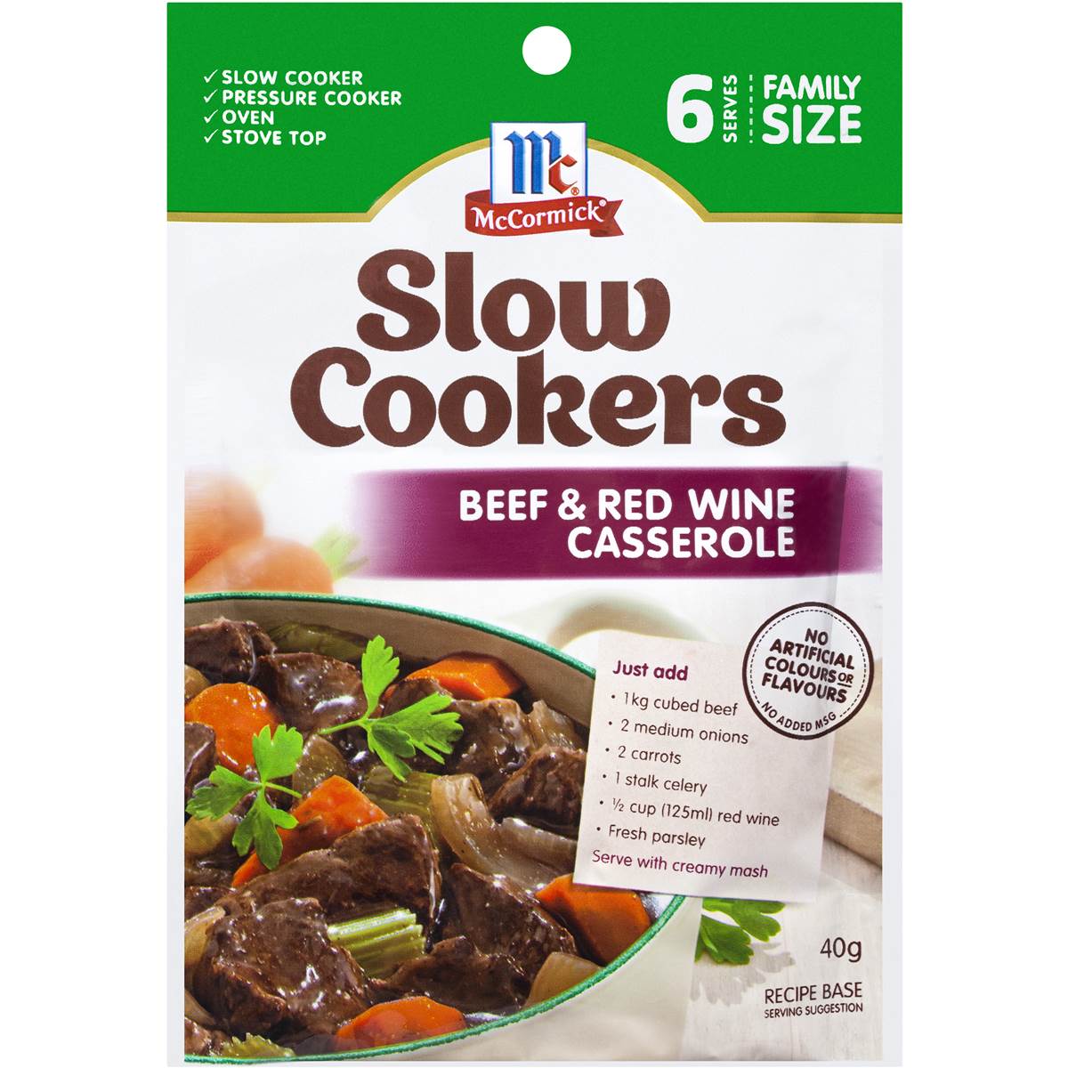 Mccormicks Slow Cookers Beef & Red Wine Casserole 40g Woolworths