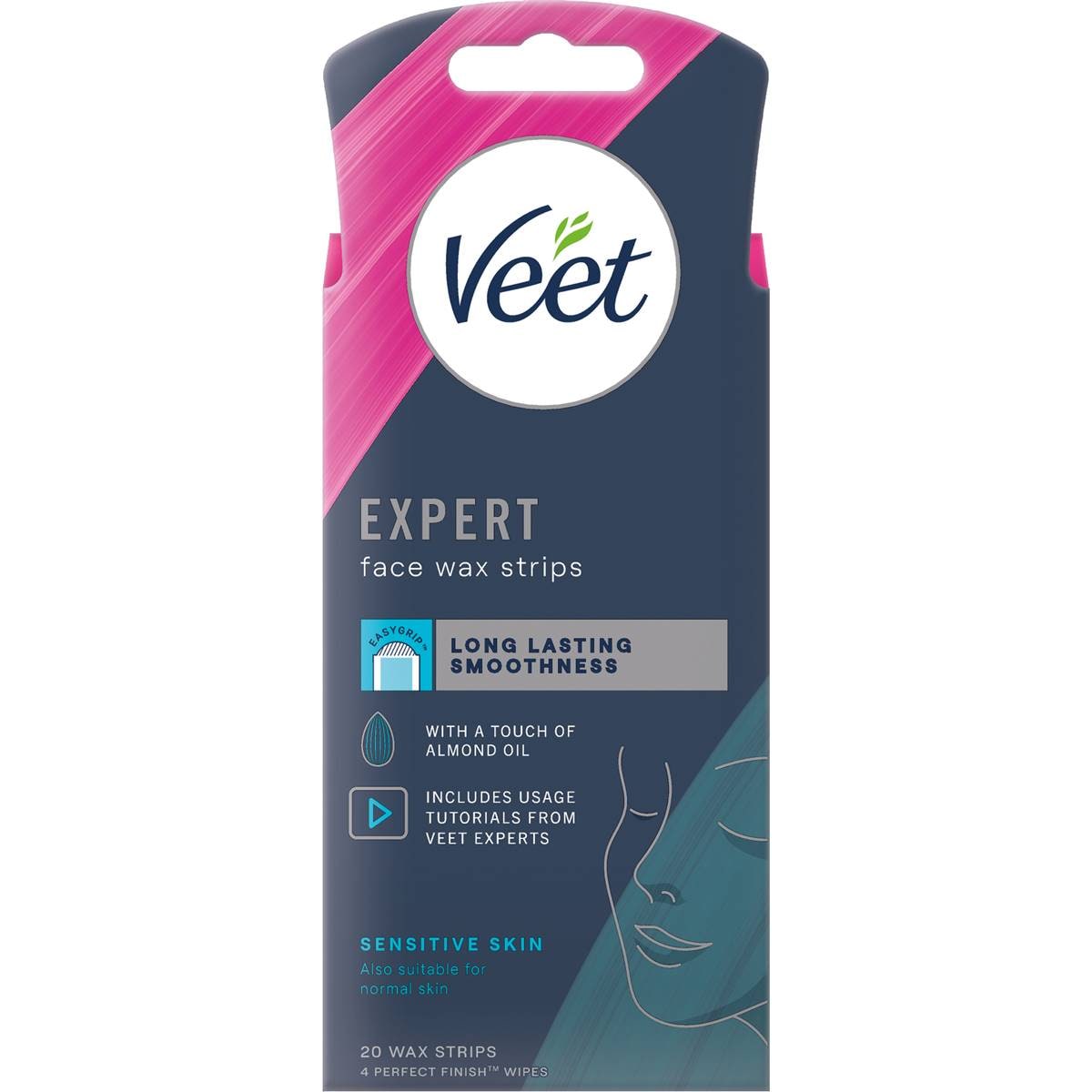 Veet Expert Face Hair Removal For Sensitive Skin Cold Wax Strips 20