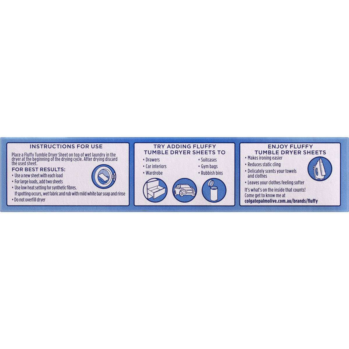 Fluffy Fabric Softener Dryer Sheets F/flowers 40 Pack Woolworths