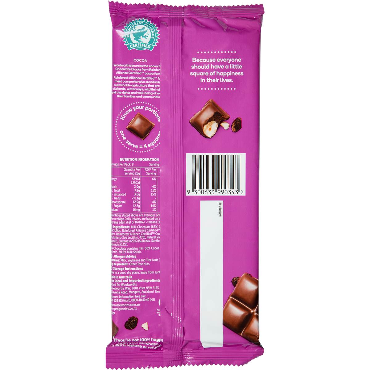 Woolworths Fruit & Nut Milk Chocolate 200g Block Woolworths
