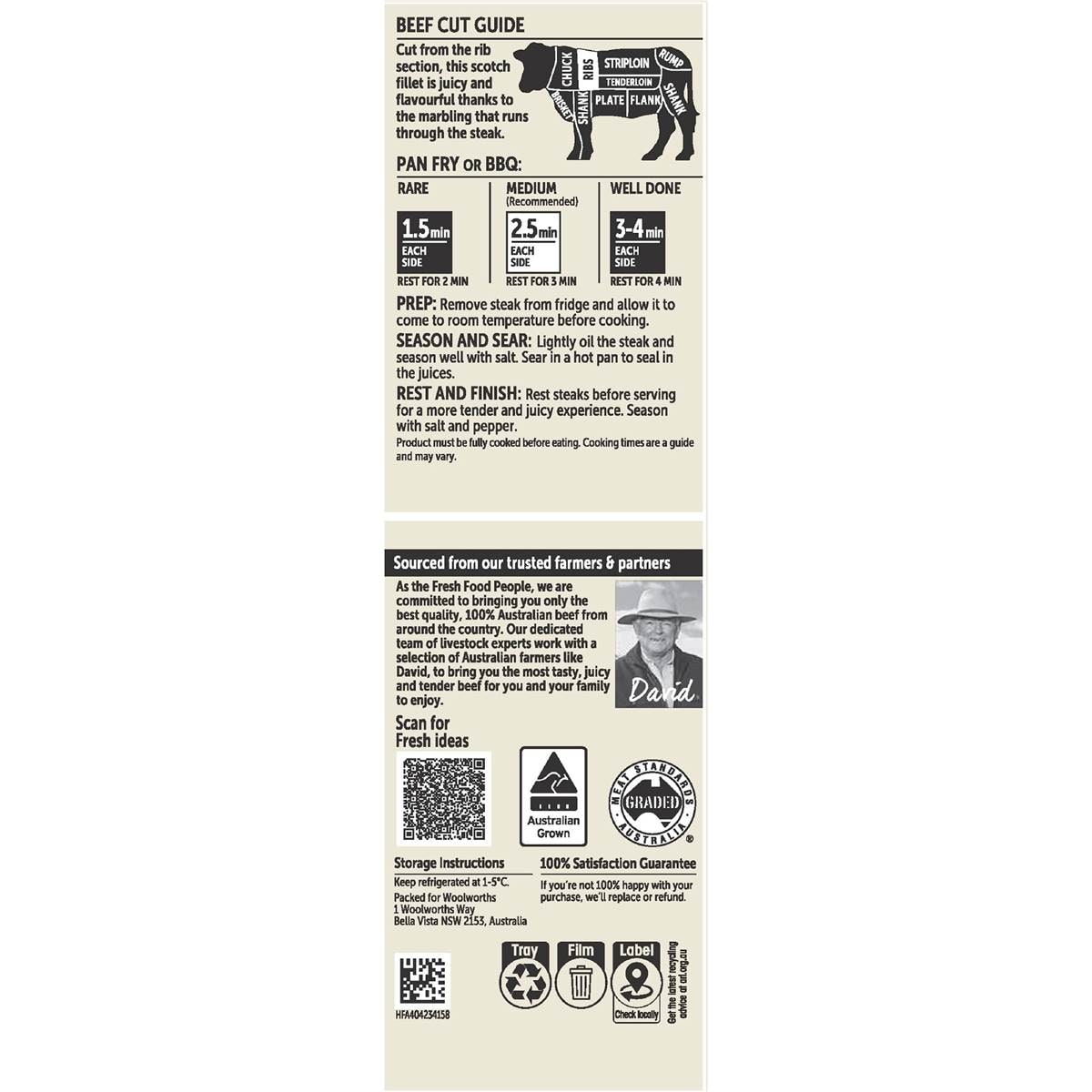 Woolworths Beef Scotch Fillet Steak 170g Woolworths