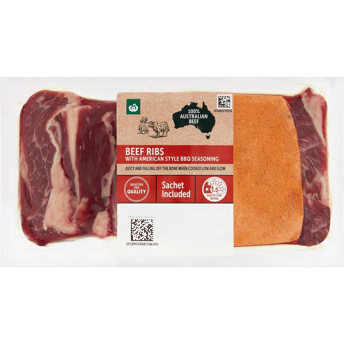 Woolworths Beef Ribs With Bbq Seasoning 800g1.550kg Woolworths