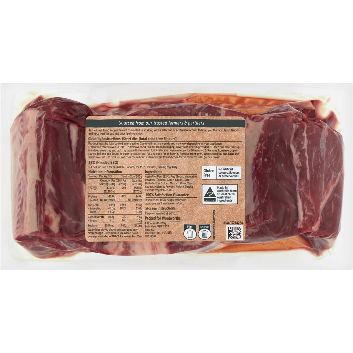Woolworths Beef Ribs With Bbq Seasoning 800g1.550kg Woolworths