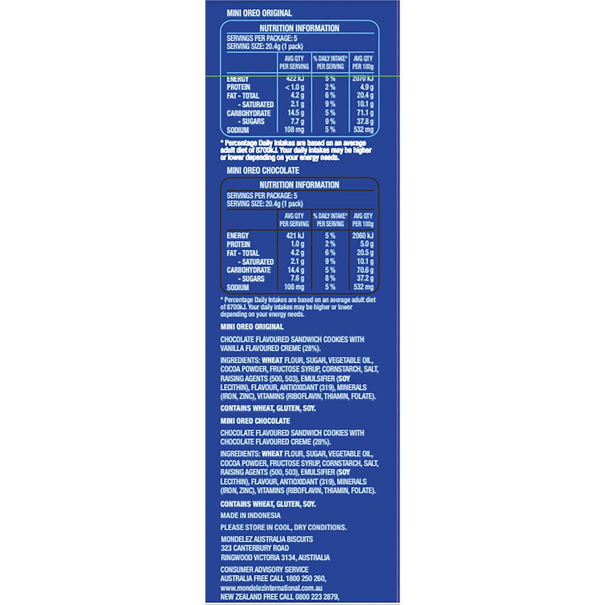 Oreo Chocolate And Original Mini Mixed Cookies Multipack 204g Woolworths 4743