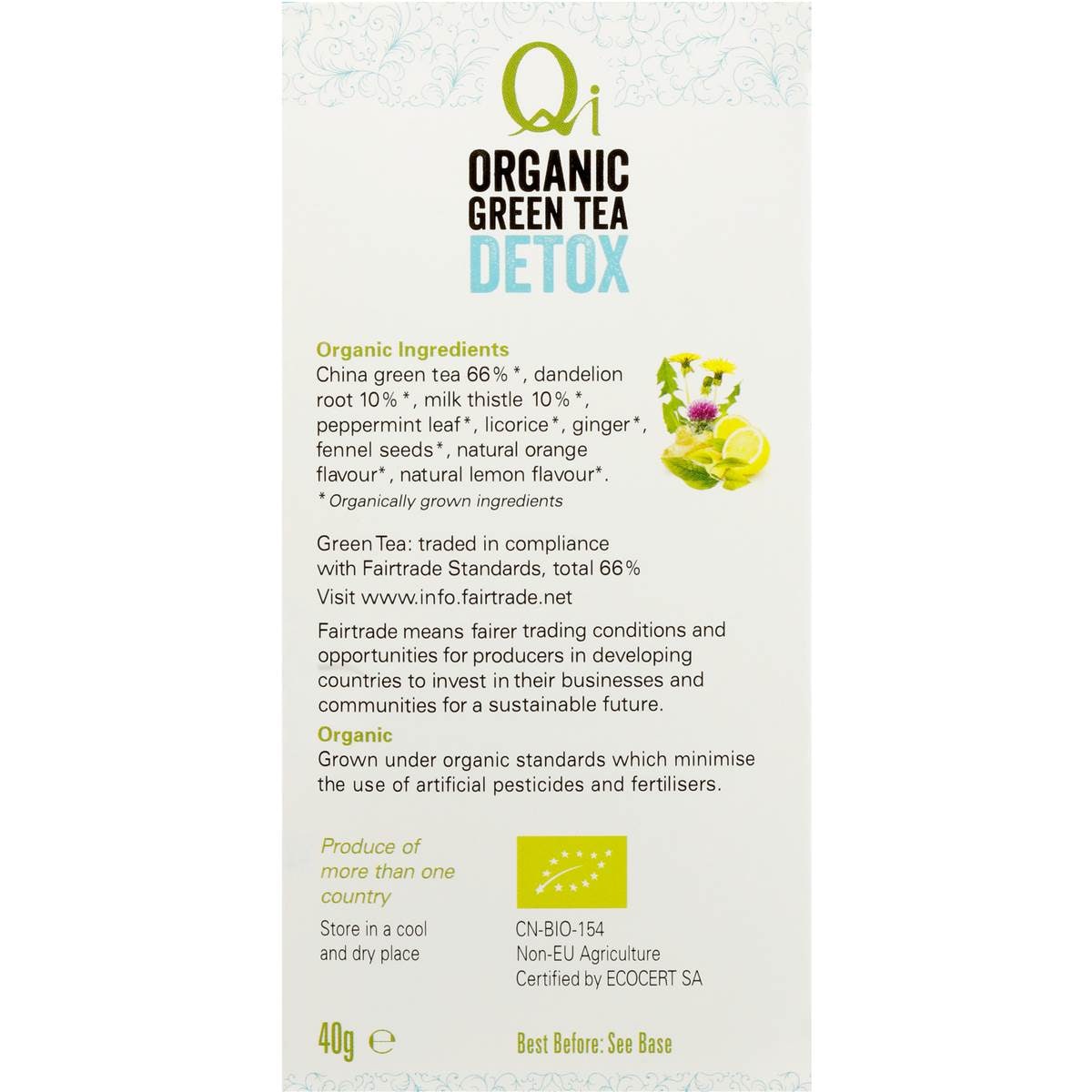 Qi Wellness Organic Detox Green Tea Bags 25pk 40g Woolworths