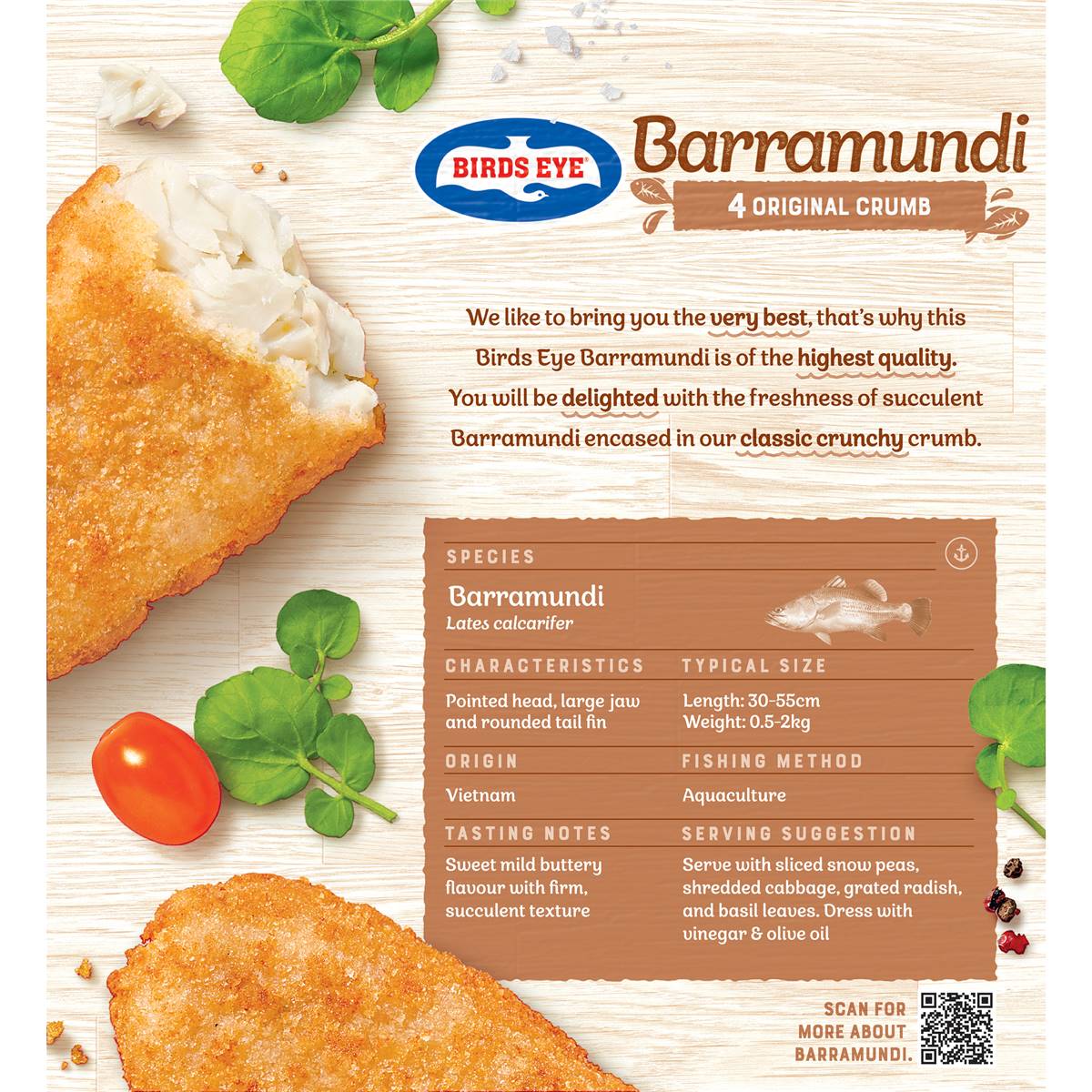 Birds Eye Fresh Caught Barramundi Original Crumb 270g Woolworths