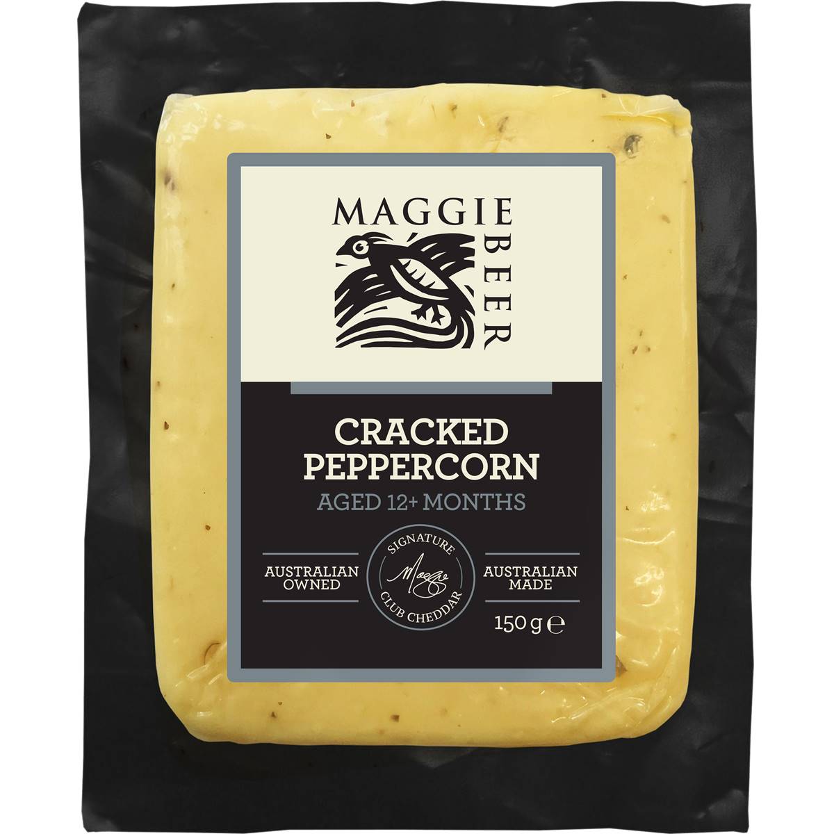 Maggie Beer Cracked Peppercorn Cheddar Cheese Block 150g Woolworths