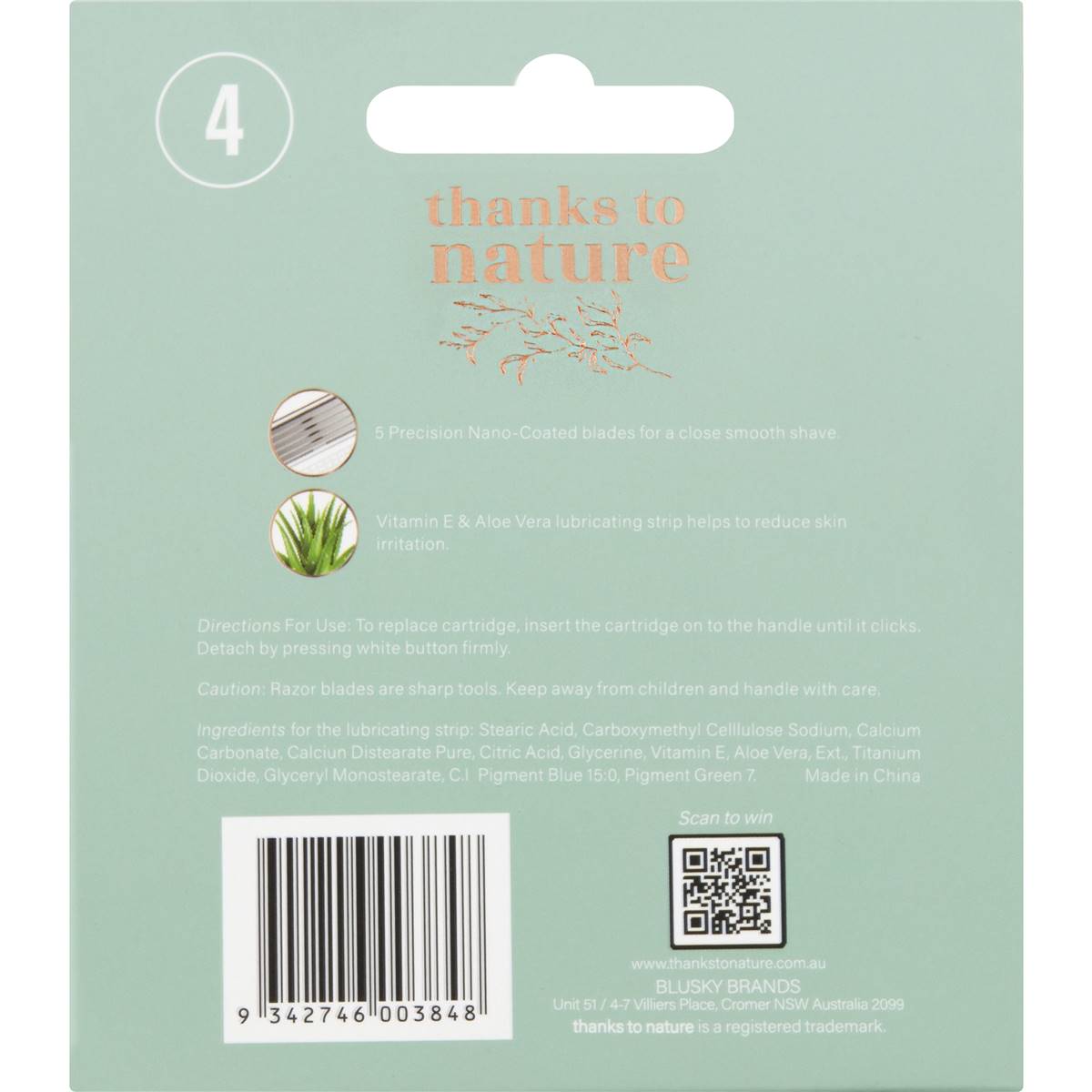 Thanks To Nature 5 Blade Razor Refill 5 Pack | Woolworths