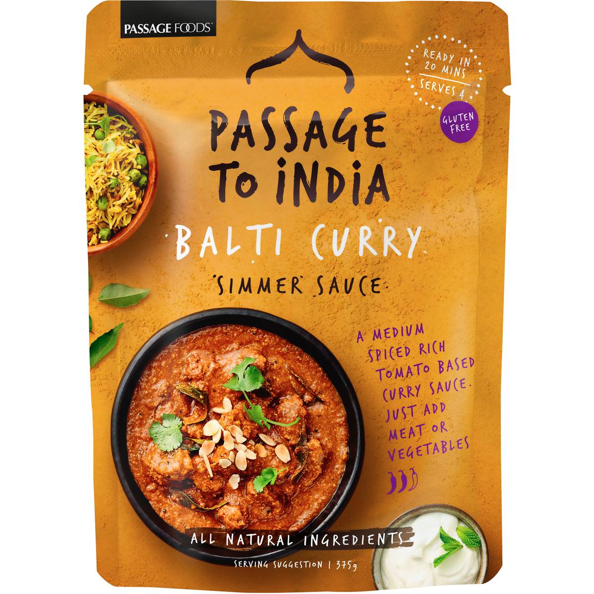 Passage To India Simmer Sauce Curry Balti 375g Woolworths