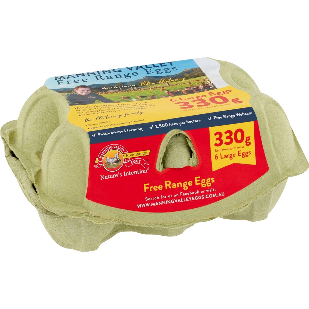 Manning Valley 6 Large Free Range Eggs 330g Woolworths