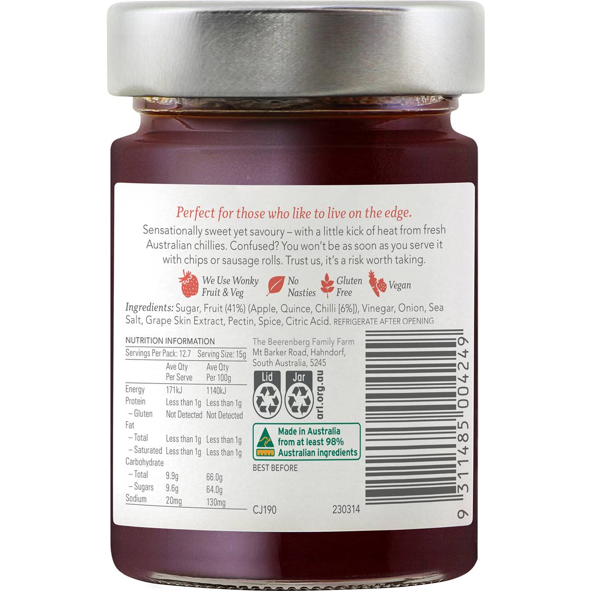 Beerenberg Chilli Jam 190g Woolworths