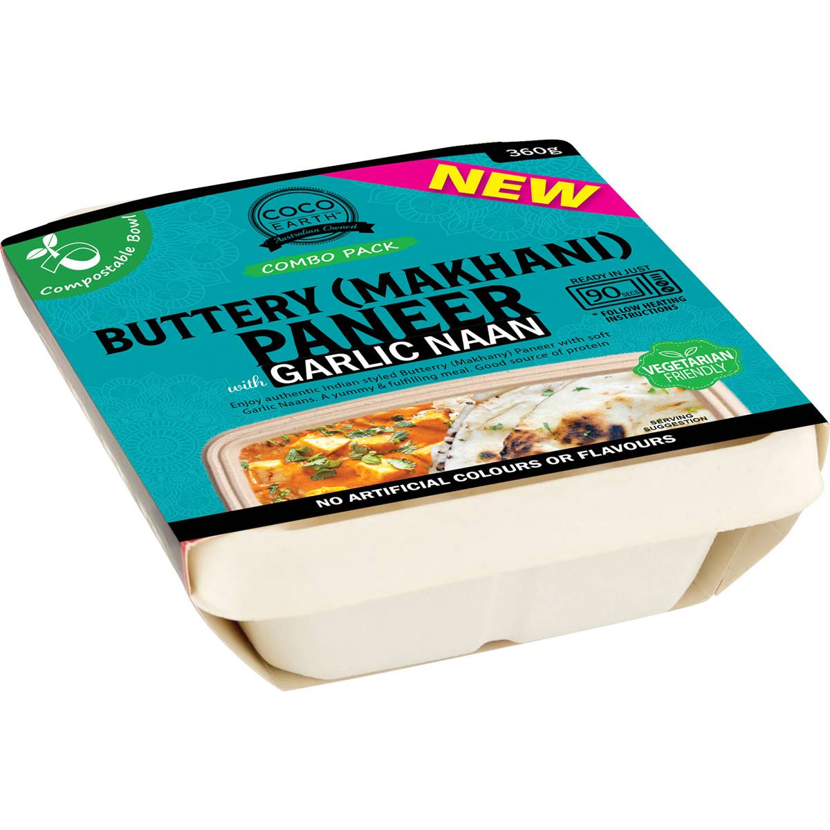 Coco Earth Buttery Makhani Paneer With Garlic Naan 360g Woolworths