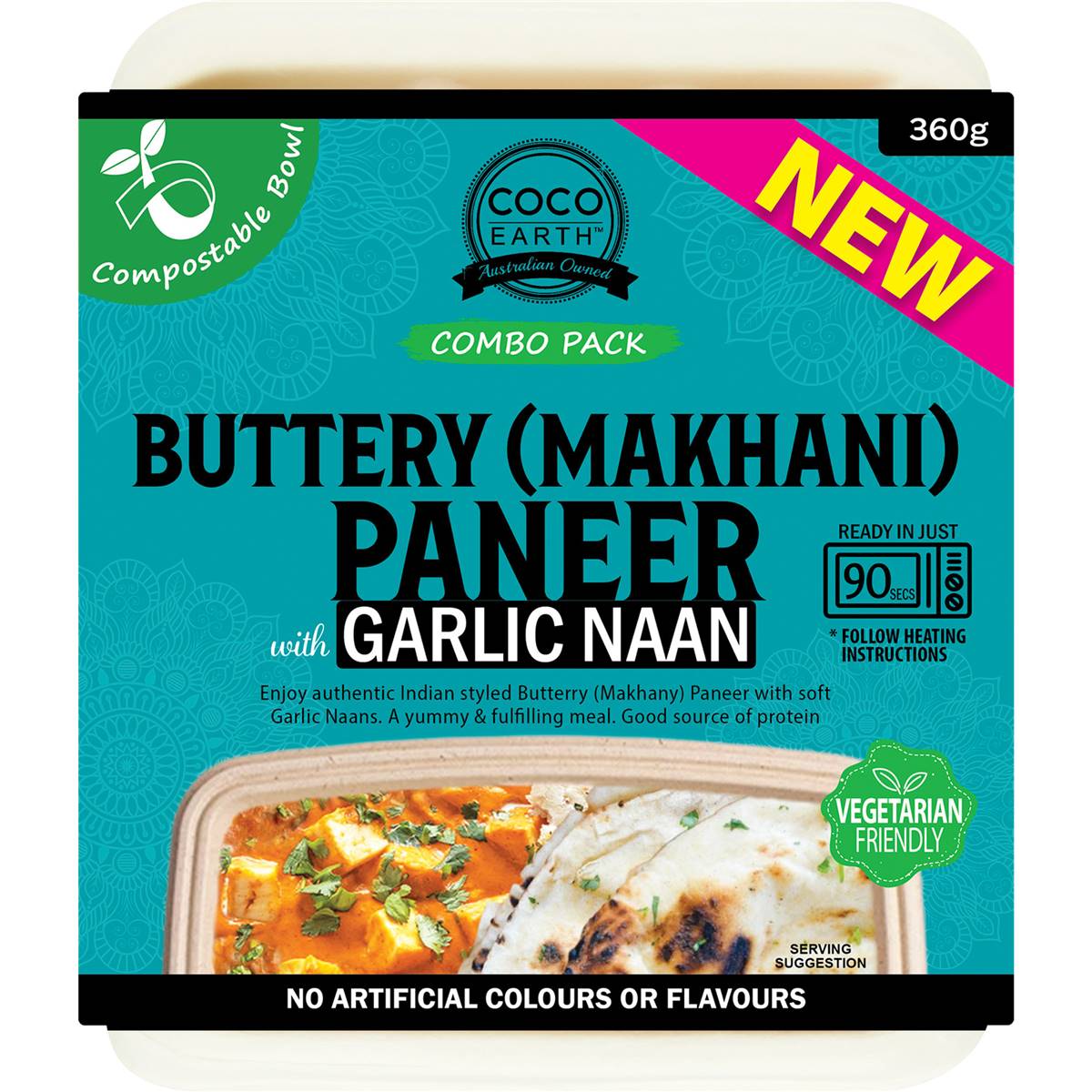 Coco Earth Buttery Makhani Paneer With Garlic Naan 360g Woolworths