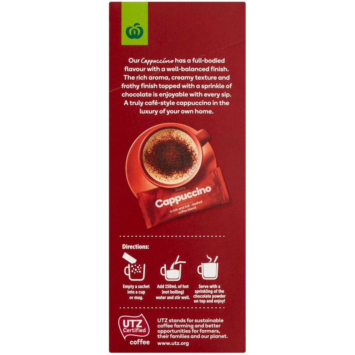 Woolworths Cappuccino Coffee Sachets 10 Pack Woolworths