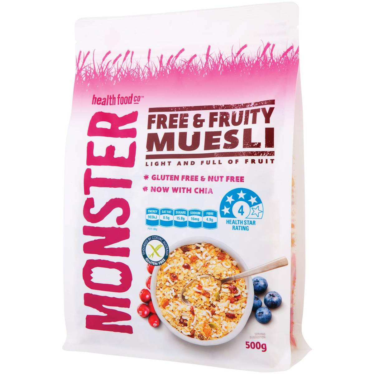 Monster Free & Fruity Muesli 500g Woolworths