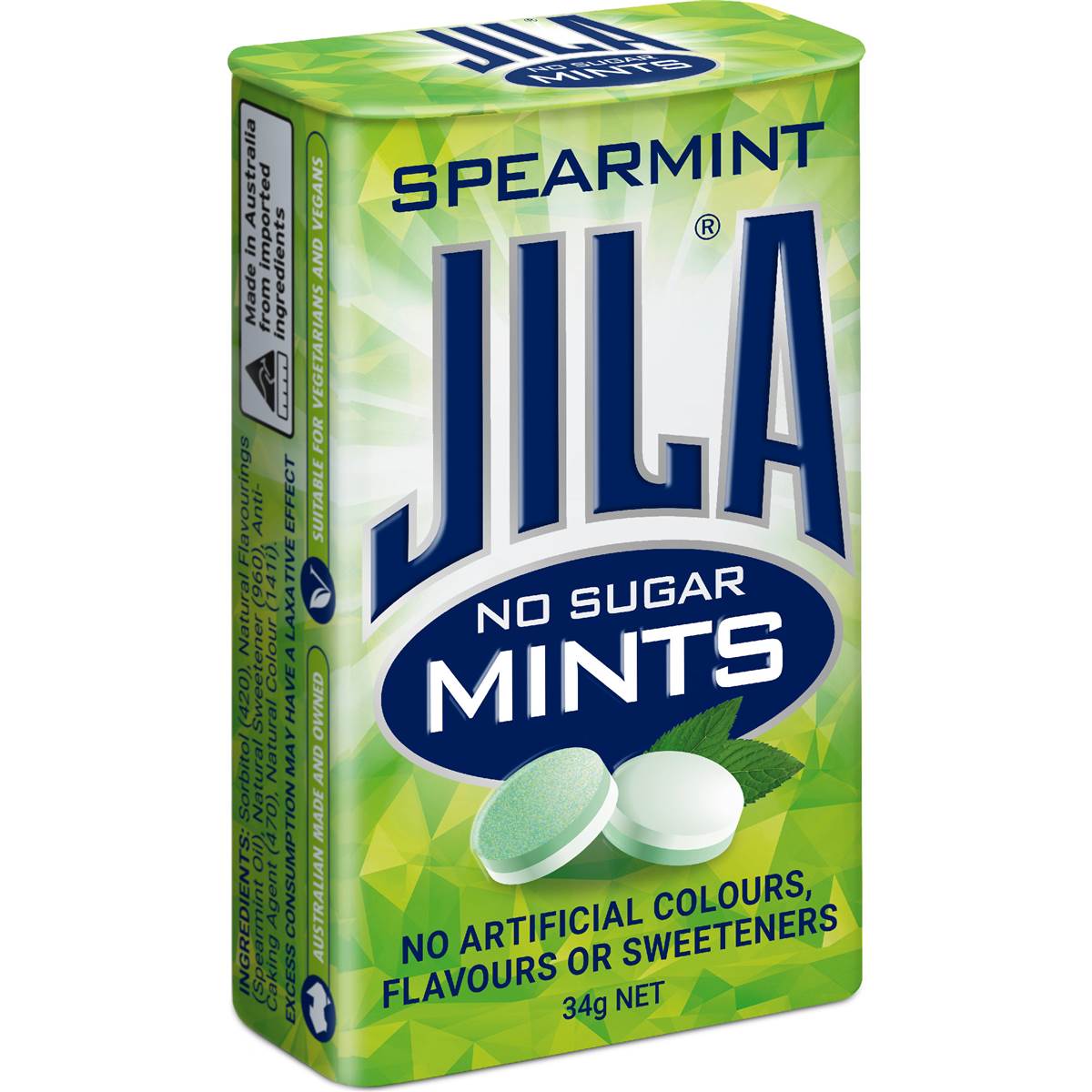 Jila No Sugar Mints Spearmint 34g Woolworths