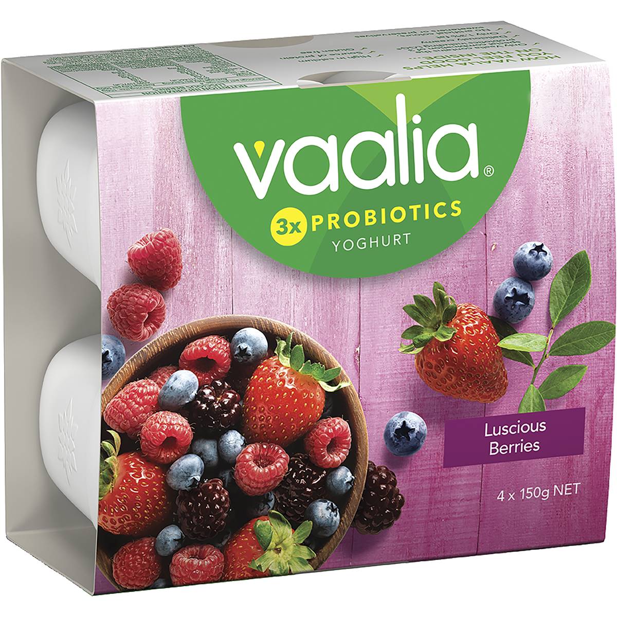 Vaalia Low Fat Yoghurt Luscious Berries 150g X4 Pack | Woolworths