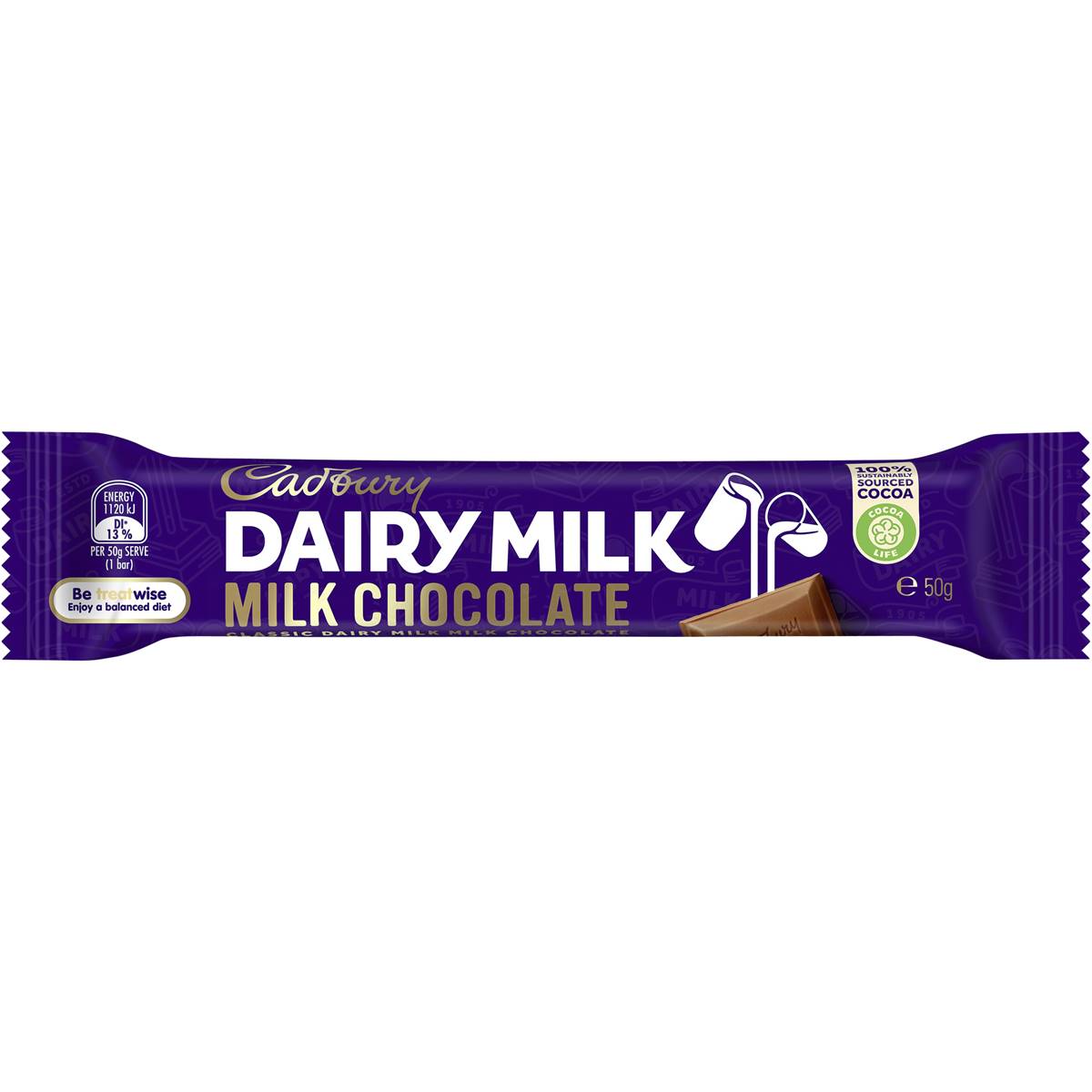 Cadbury Dairy Milk Chocolate Bar 50g | Woolworths