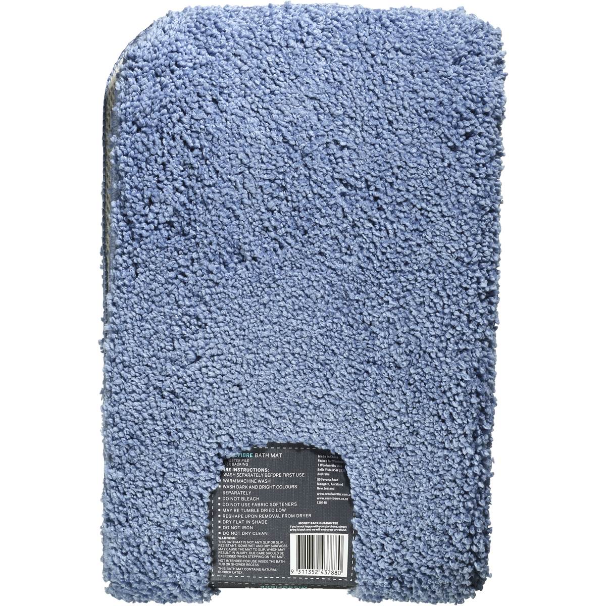 Woolworths Home Essentials Bath Mat Microfibre Blue 48x78cm Each