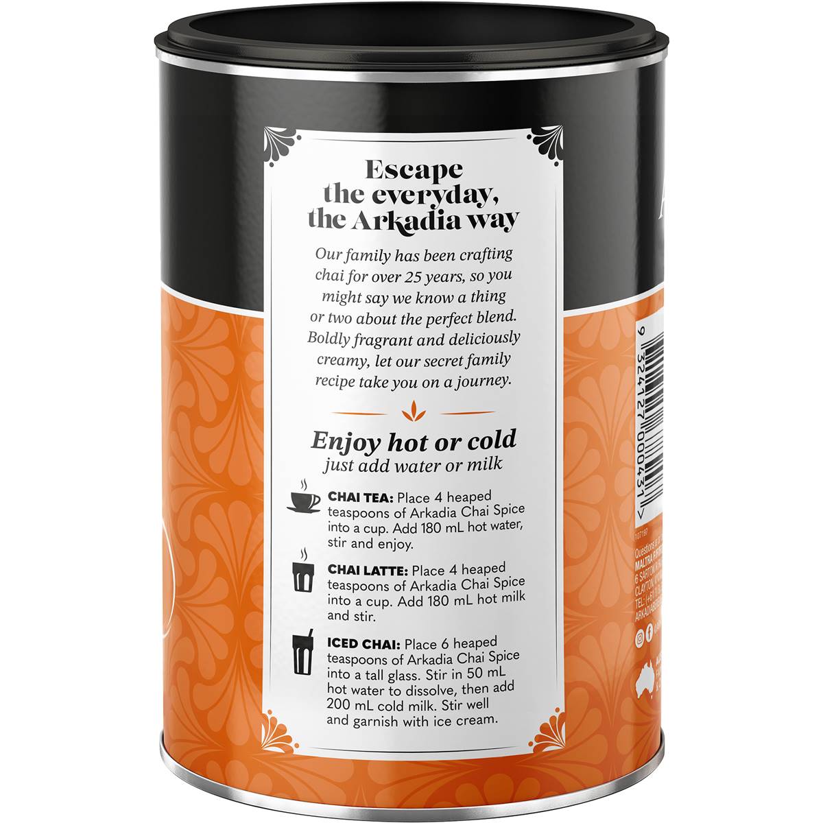 Arkadia Chai Tea Spice 240g Woolworths