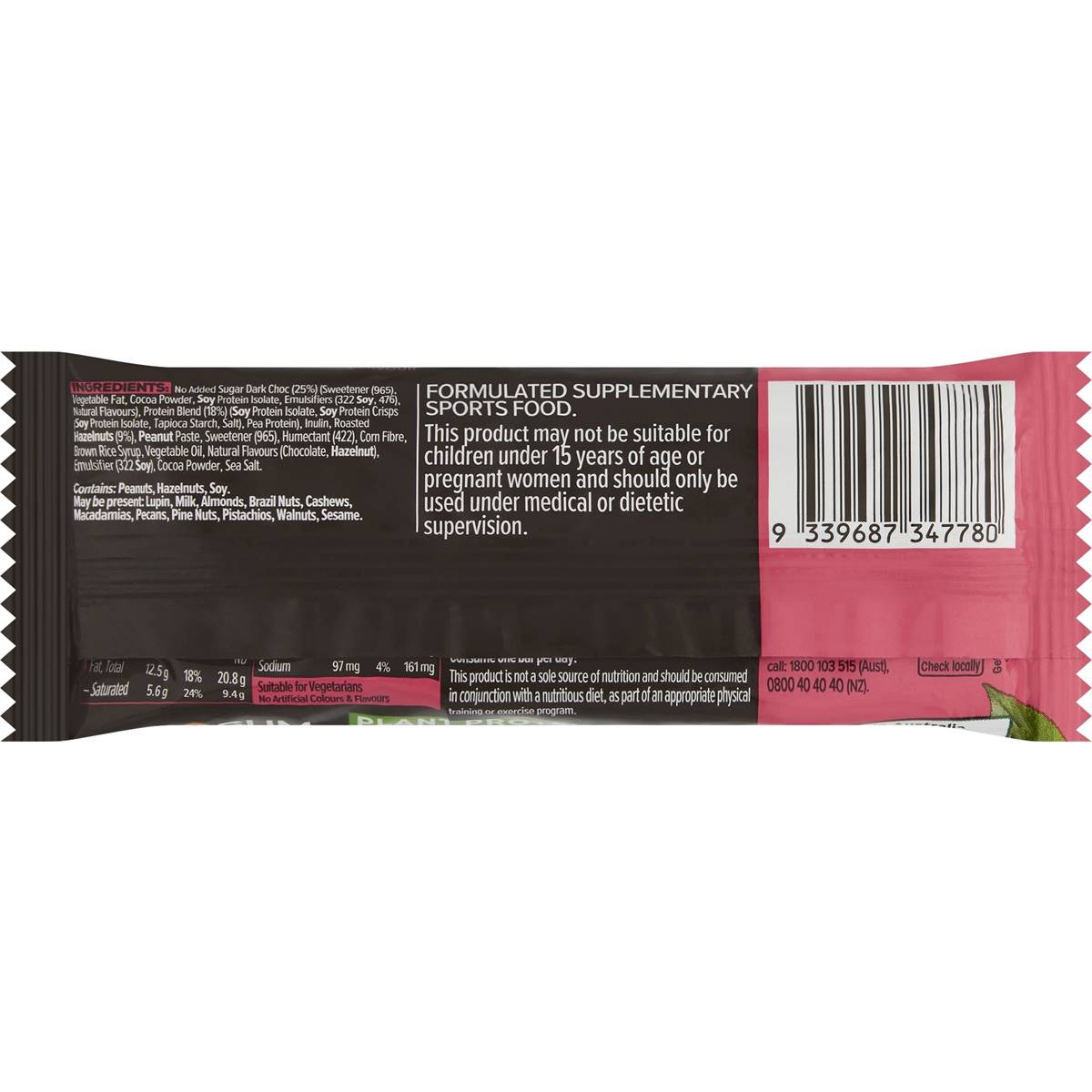 Plussum Plant Protein Bar Choc Hazelnut Flavour 60g | Woolworths