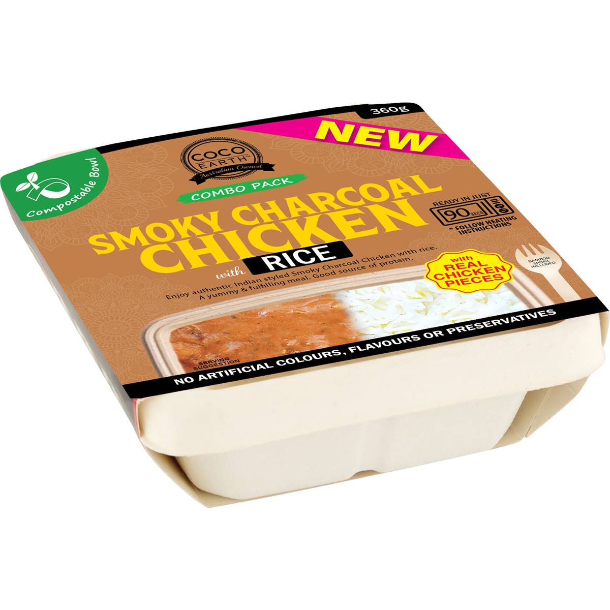 Coco Earth Smoky Charcoal Chicken With Rice 360g Woolworths