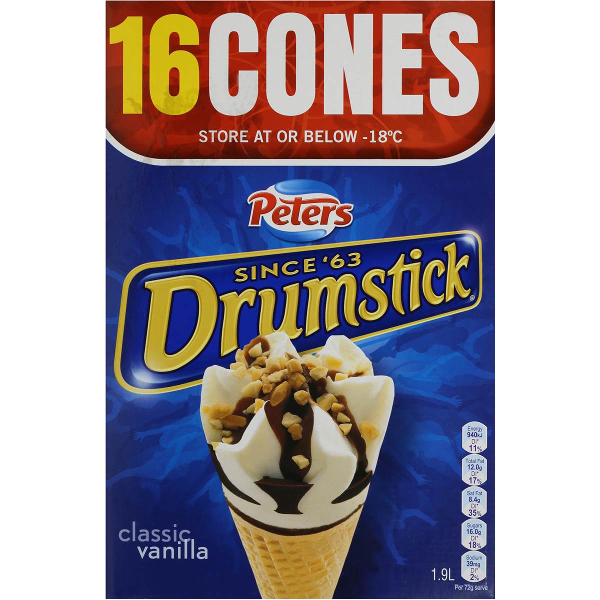 Peters Drumstick Ice Cream Vanilla 16pk 1.9l Woolworths