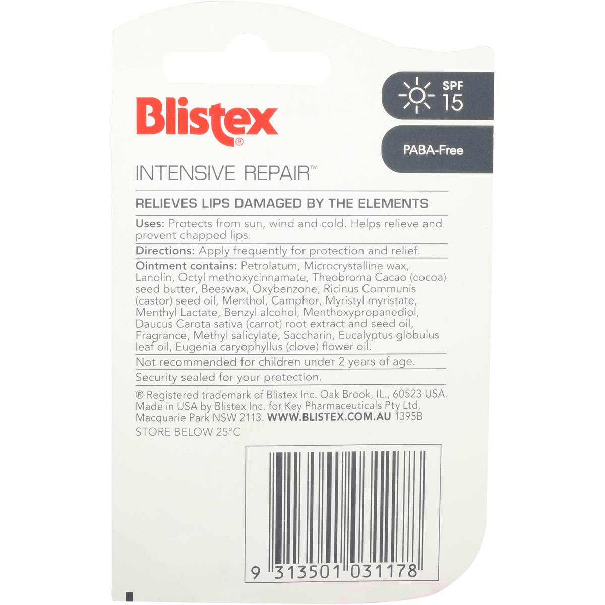 Blistex Lip Care Intensive Repair Balm 7g Woolworths