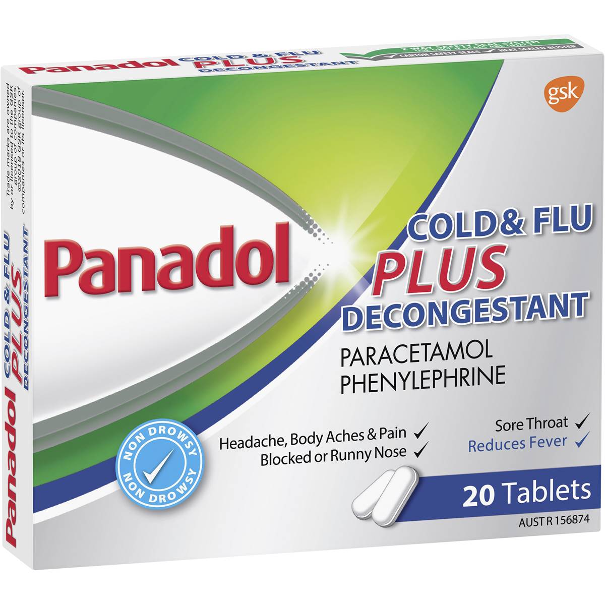 Panadol Cold And Flu Plus Decongestant Plus Paracetamol 500mg 20 Pack 9754