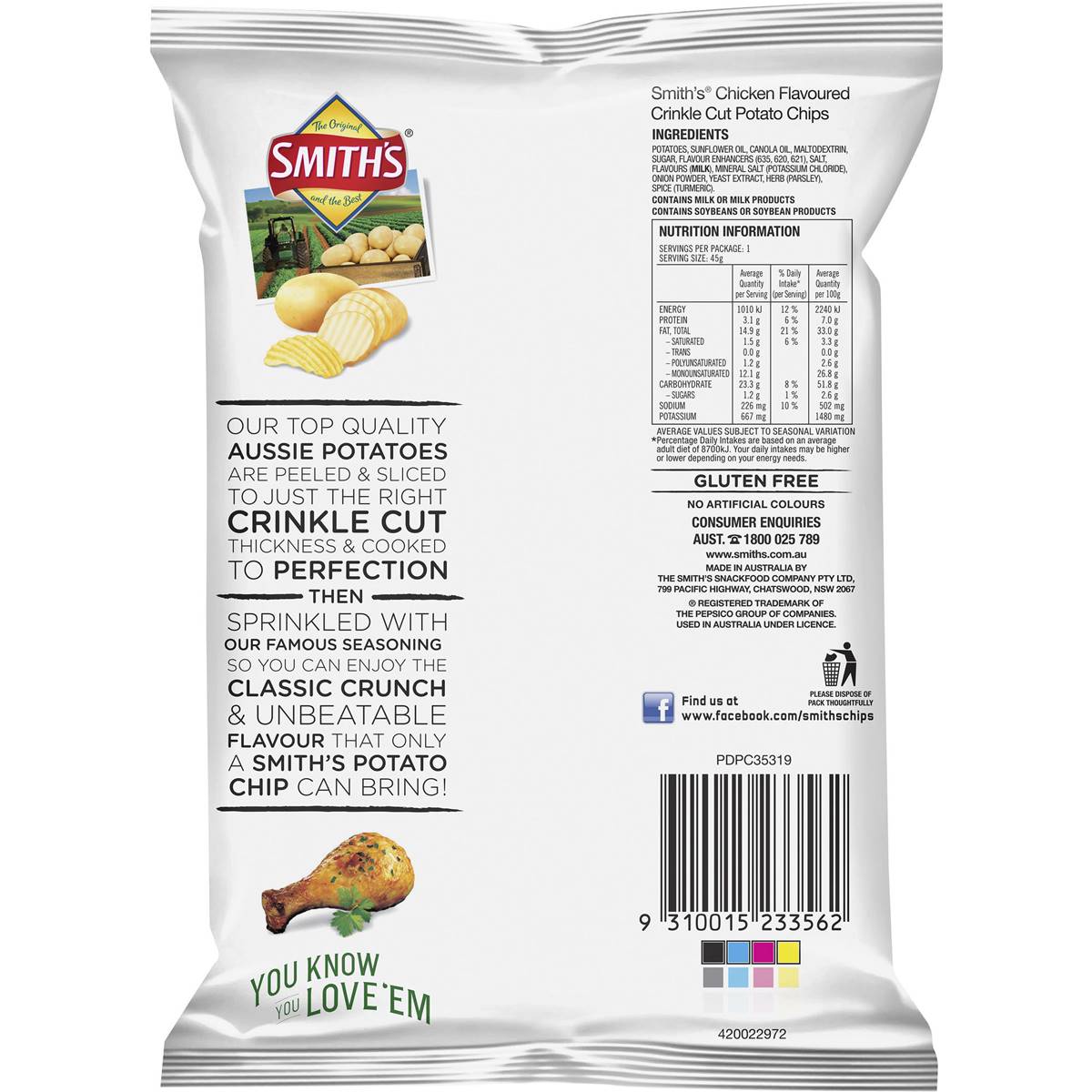 Smith's Single Pack Crinkle Chicken 45g Woolworths