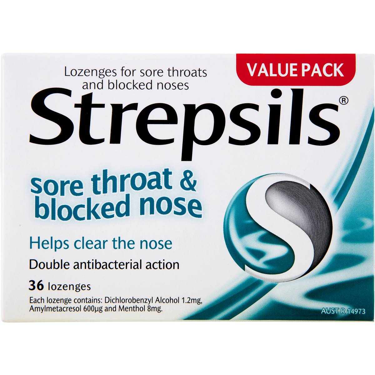 Strepsils Sore Throat Blocked Nose Lozenges Antibacterial Menthol 36 Pack Woolworths