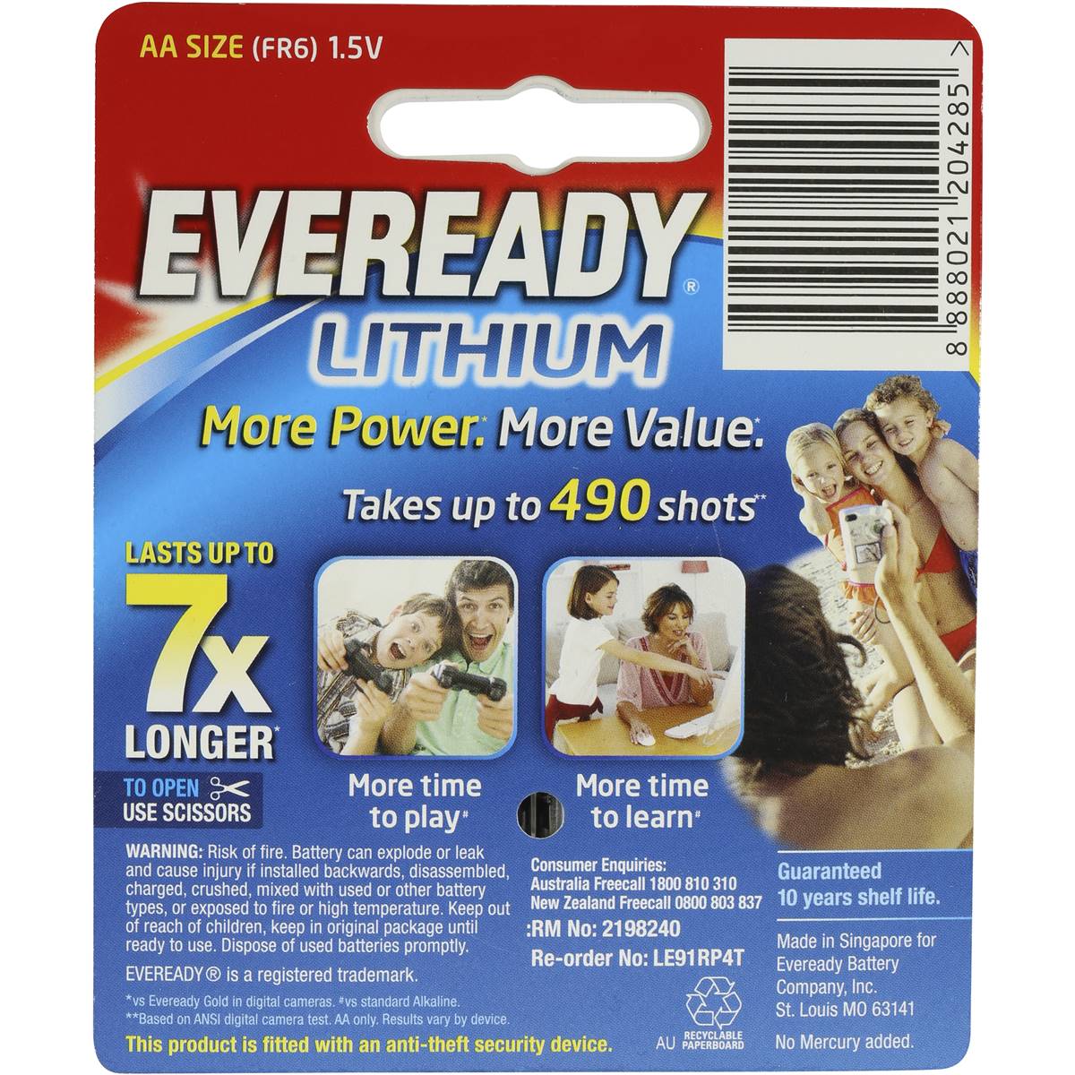 Eveready Lithium Aa Batteries 4 Pack Woolworths