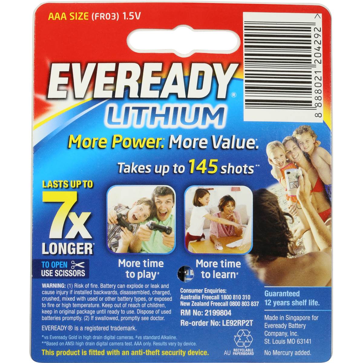Eveready Lithium Aaa Batteries 2 Pack Woolworths