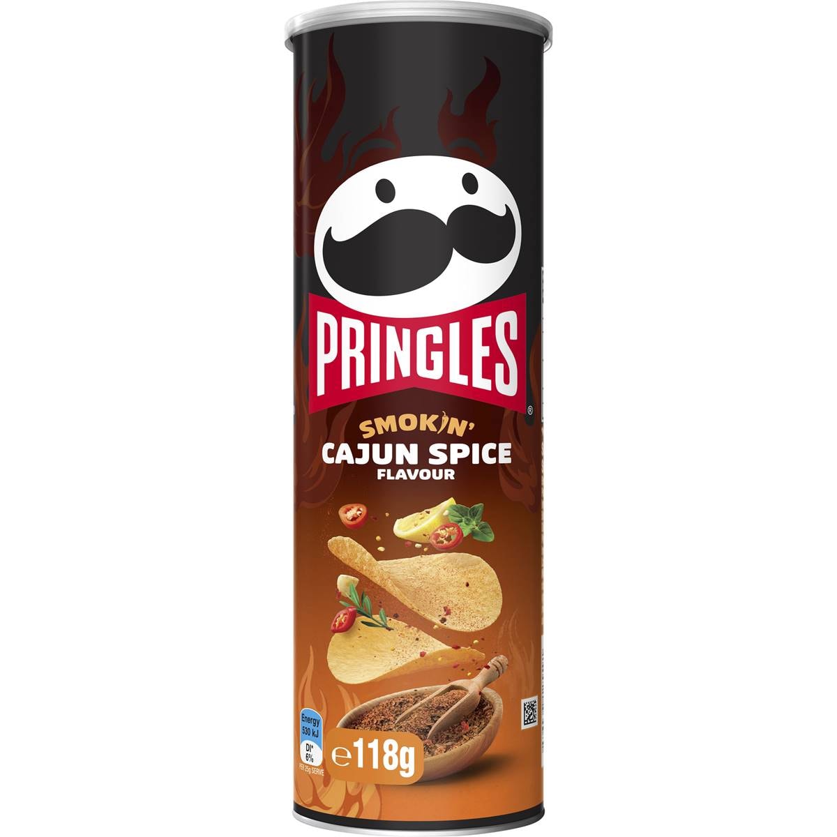 Pringles Smokin' Cajun Spice Flavour Stacked Potato Chips 118g Woolworths