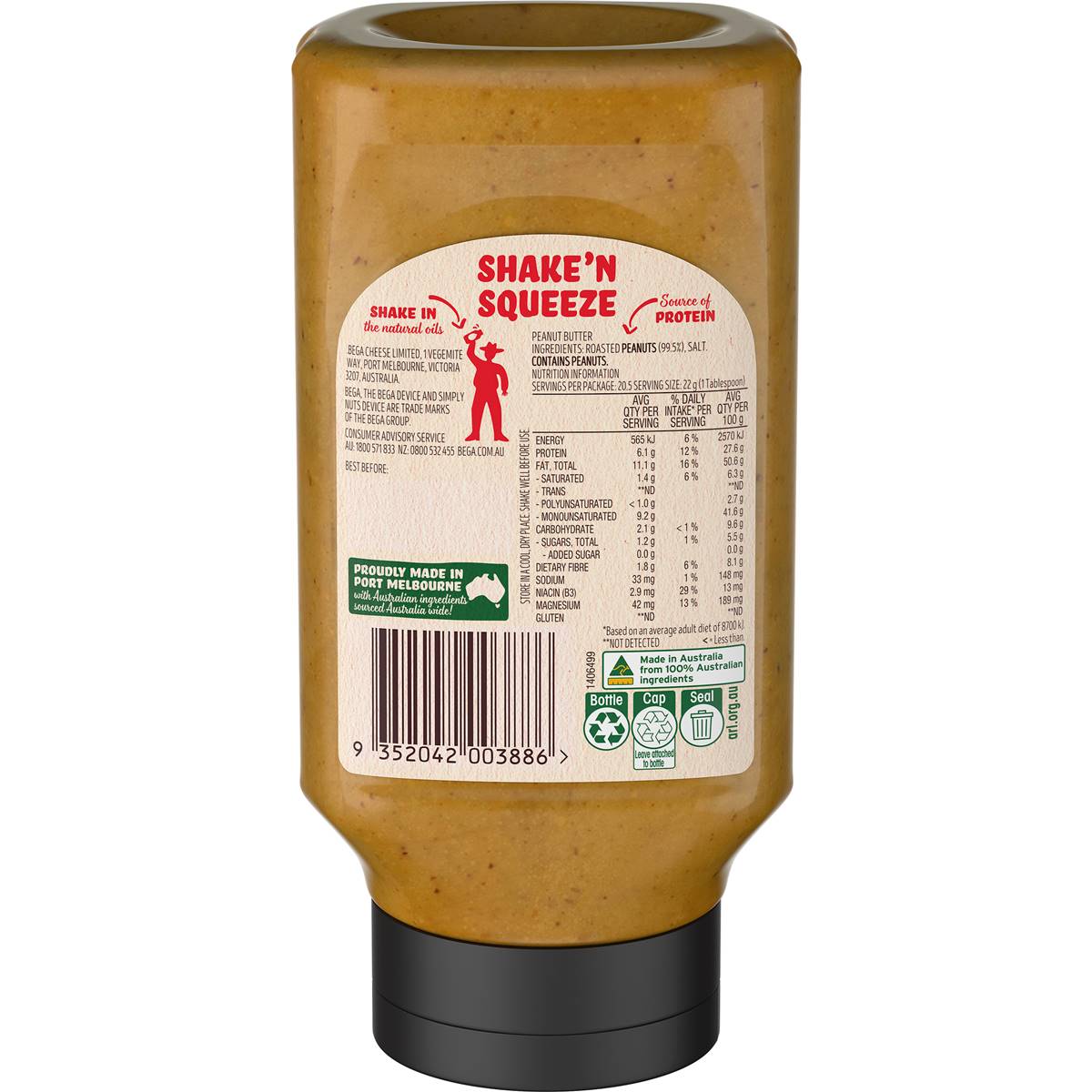 Bega Simply Nuts Crunchy Squeeze Bottle 450g Woolworths