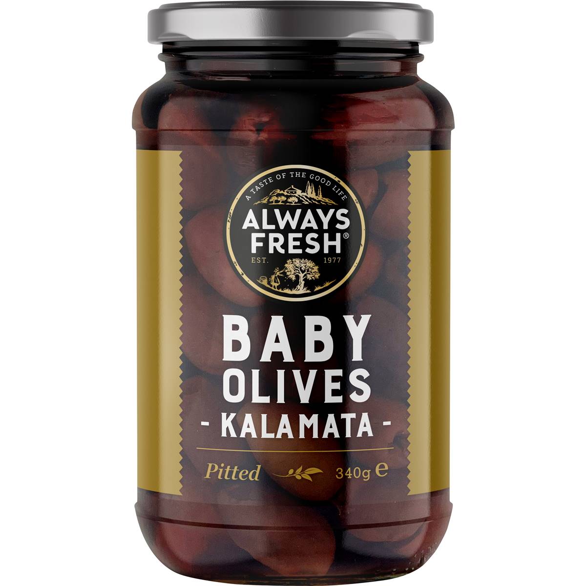 Always Fresh Baby Pitted Olives Kalamata 340g Woolworths