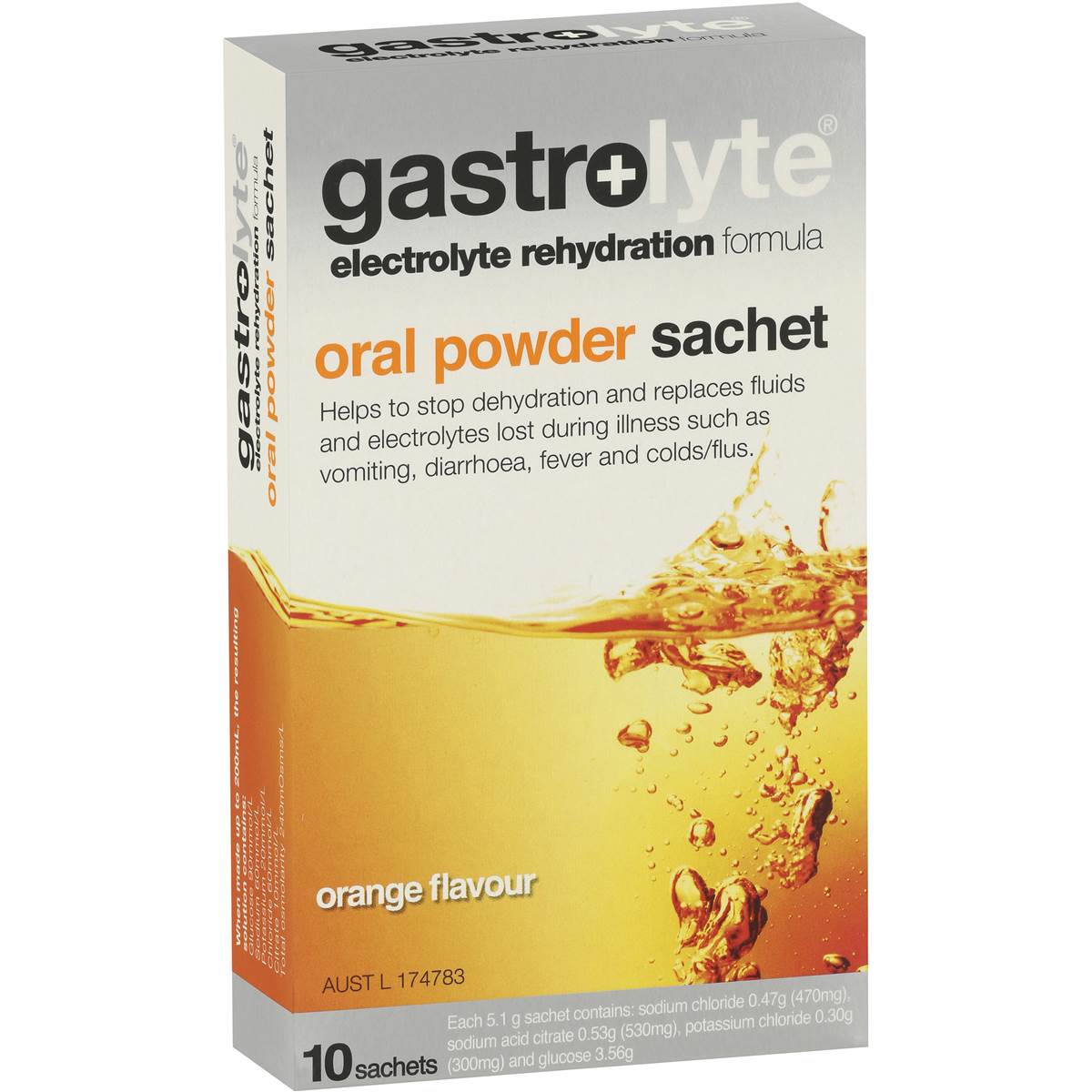 Gastrolyte Electrolyte Orange Sachets 10pk Woolworths