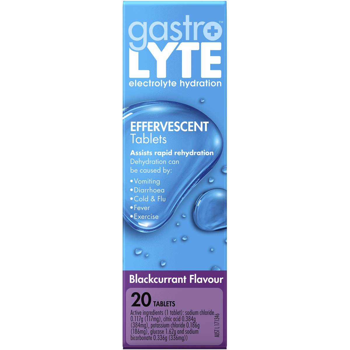 Gastrolyte Effervescent Electrolyte Rehydration Blackcurrant 20 Pack ...