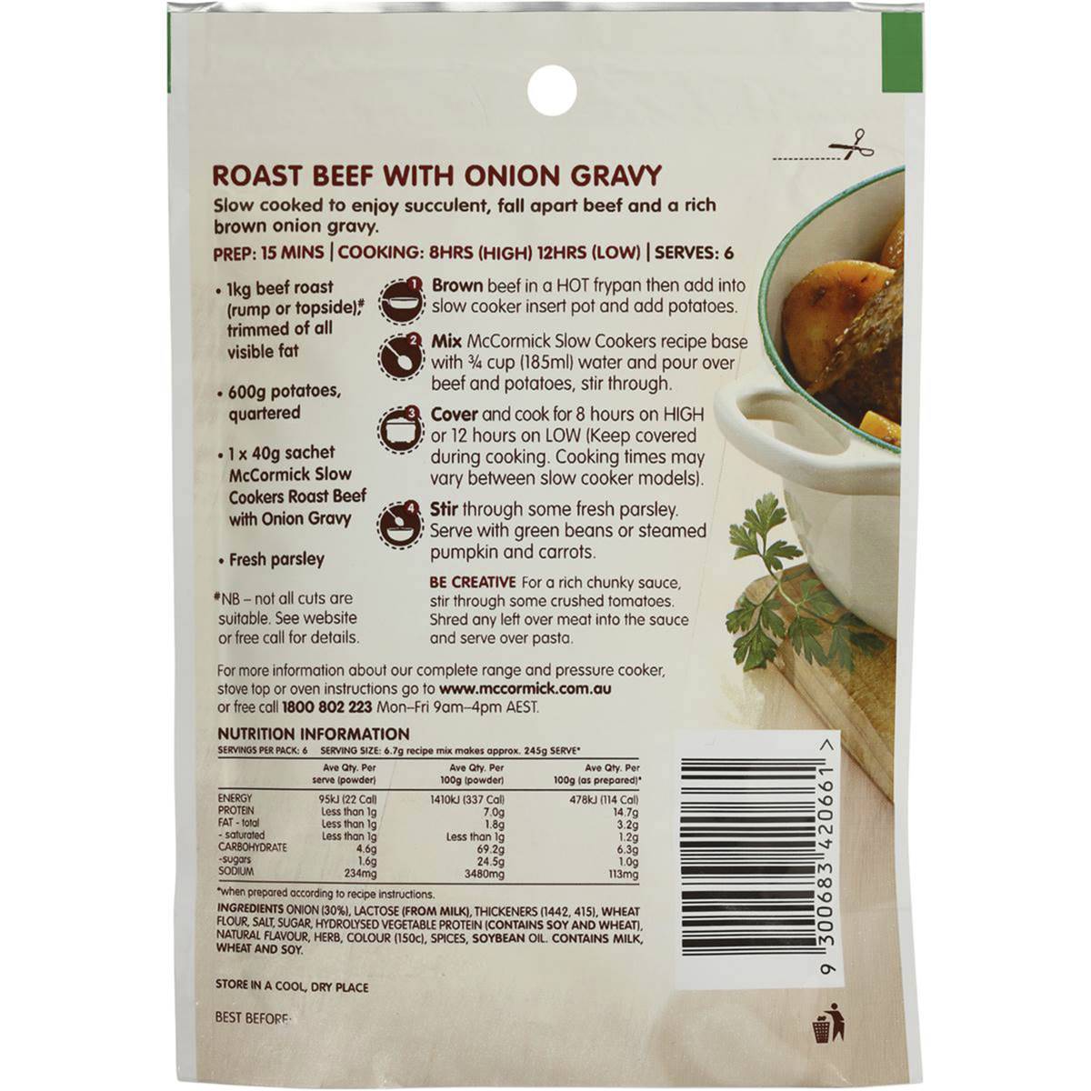 Mccormicks Slow Cookers Beef With Onion Gravy 40g Woolworths