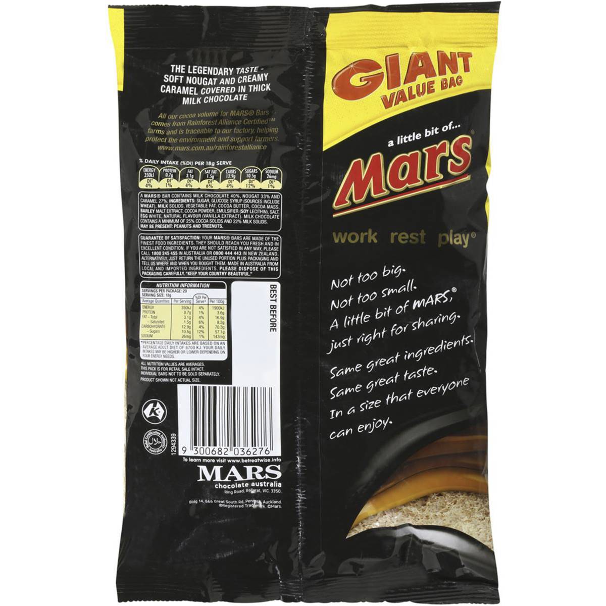 Mars Bar Funsize Sharepack 20pk 360g Woolworths
