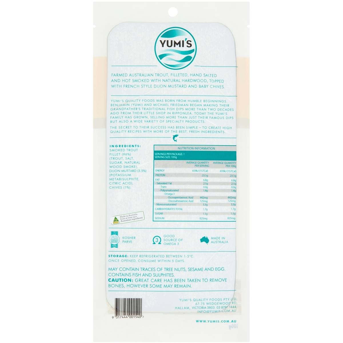 Yumi's Ocean Trout Fillet W Dijon Mustard & Chive 100g Woolworths