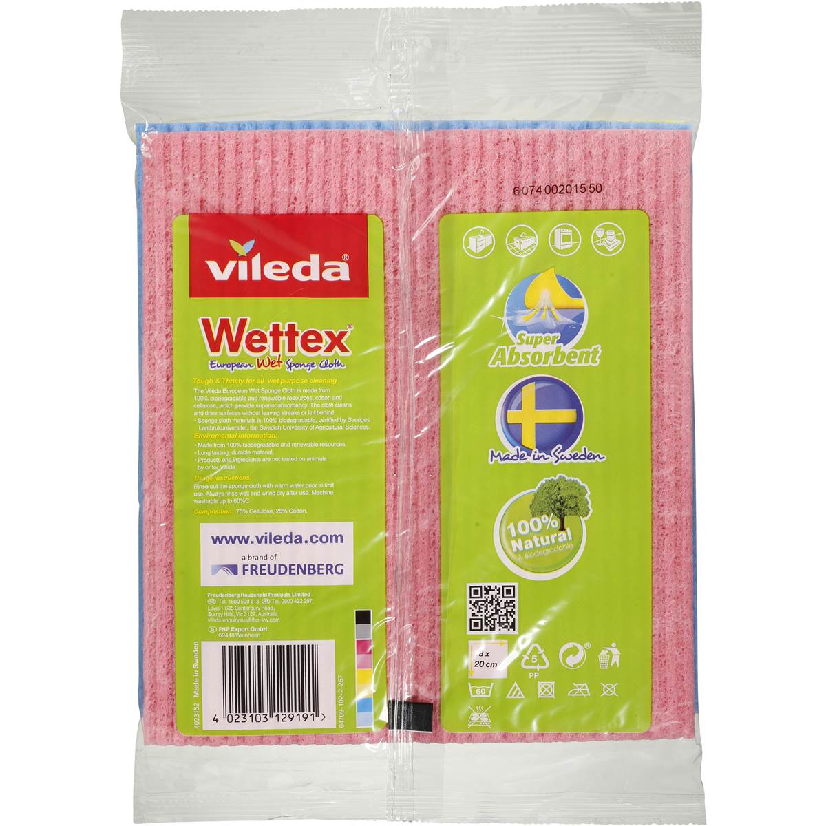 Vileda Cleaning Cloth Sponge Super Absorbent 3pk | Woolworths