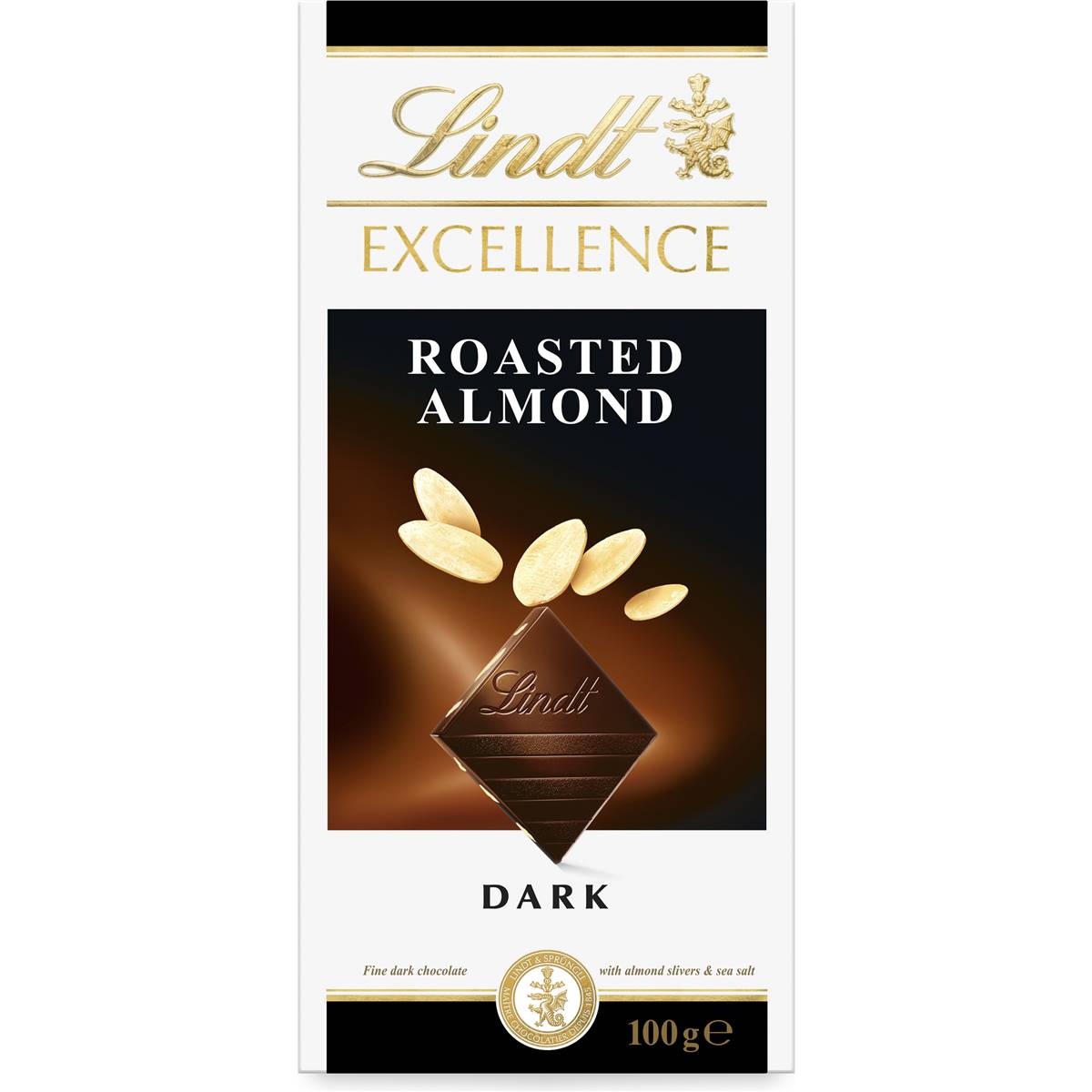 Lindt Excellence Roasted Almond Dark Chocolate Block 100g | Woolworths