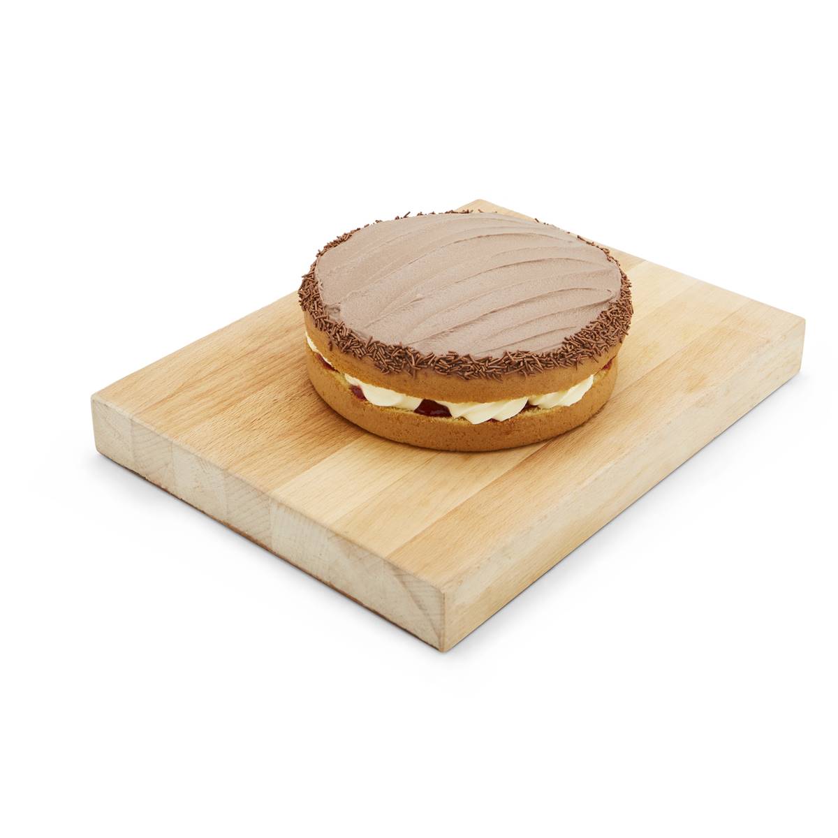Brown Sponge Cake Iced With Fresh Cream & Jam